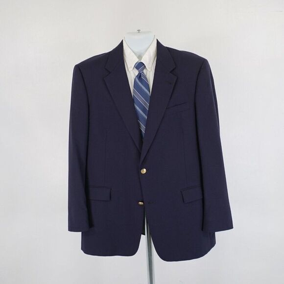 Hart Schaffner Marx Wool Blue 2 Gold Button Blazer 42R / Slim 44R - Picture 5 of 14